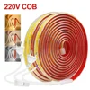 220V COB LED Strip Light with Switch EU Power Plug 2Pin Wire 240LED/M IP67 Waterproof Bright Flexible Adhesive Tape LED Lighting 1