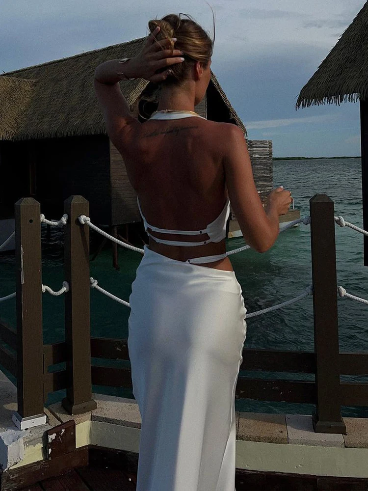 ByeMyLove 2 Pieces Sets Women Maxi Skirts Silk Crop Top With Long Skirts Sexy Elegant Evening Party Skirts Outfits Summer New 3