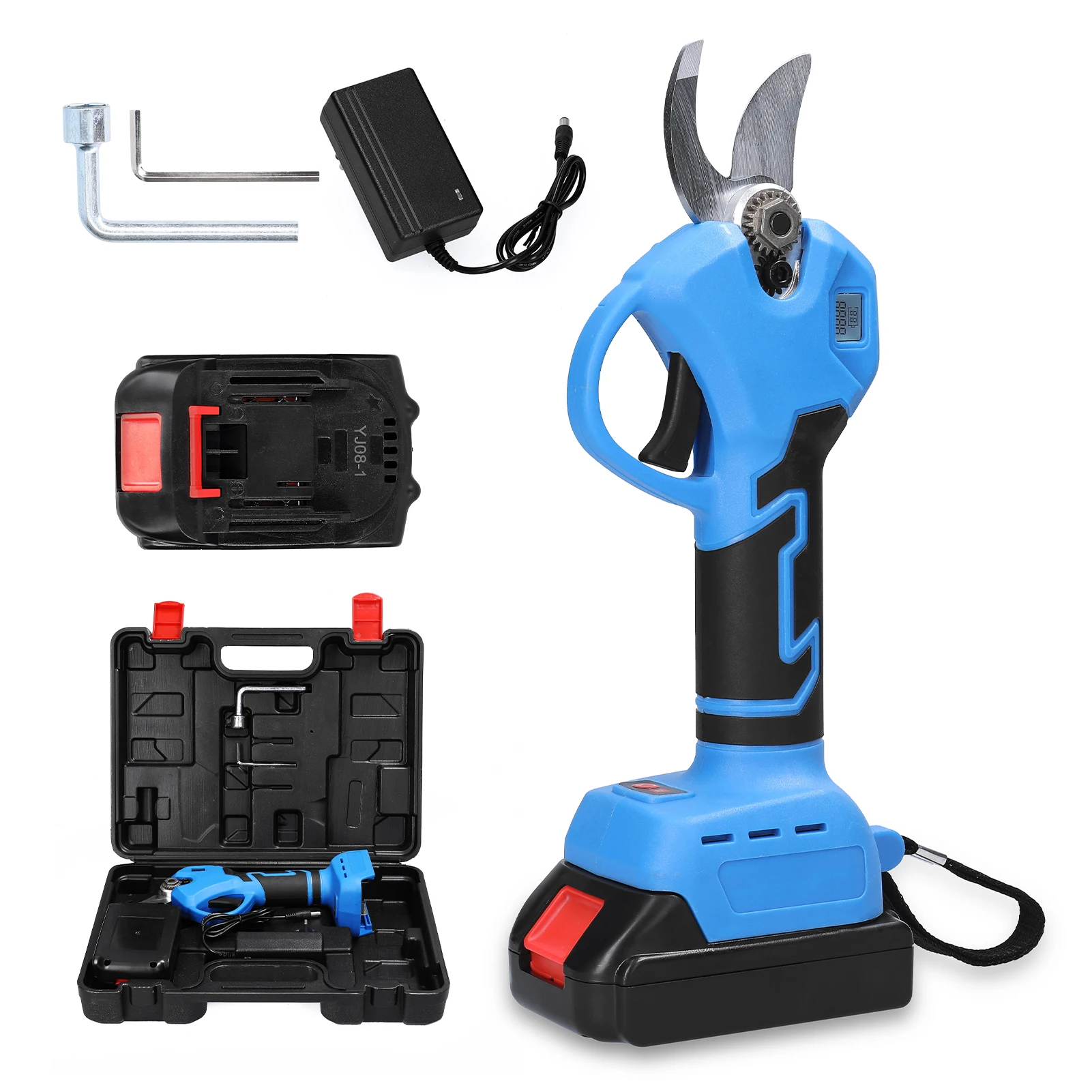 21V Cordless Electric Pruner LCD Display Pruning Shear Efficient Fruit