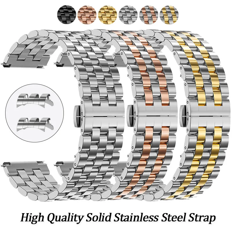 Premium Solid Stainless Steel Watch Band Replacement Strap with Adjustable Width and Versatile End Links