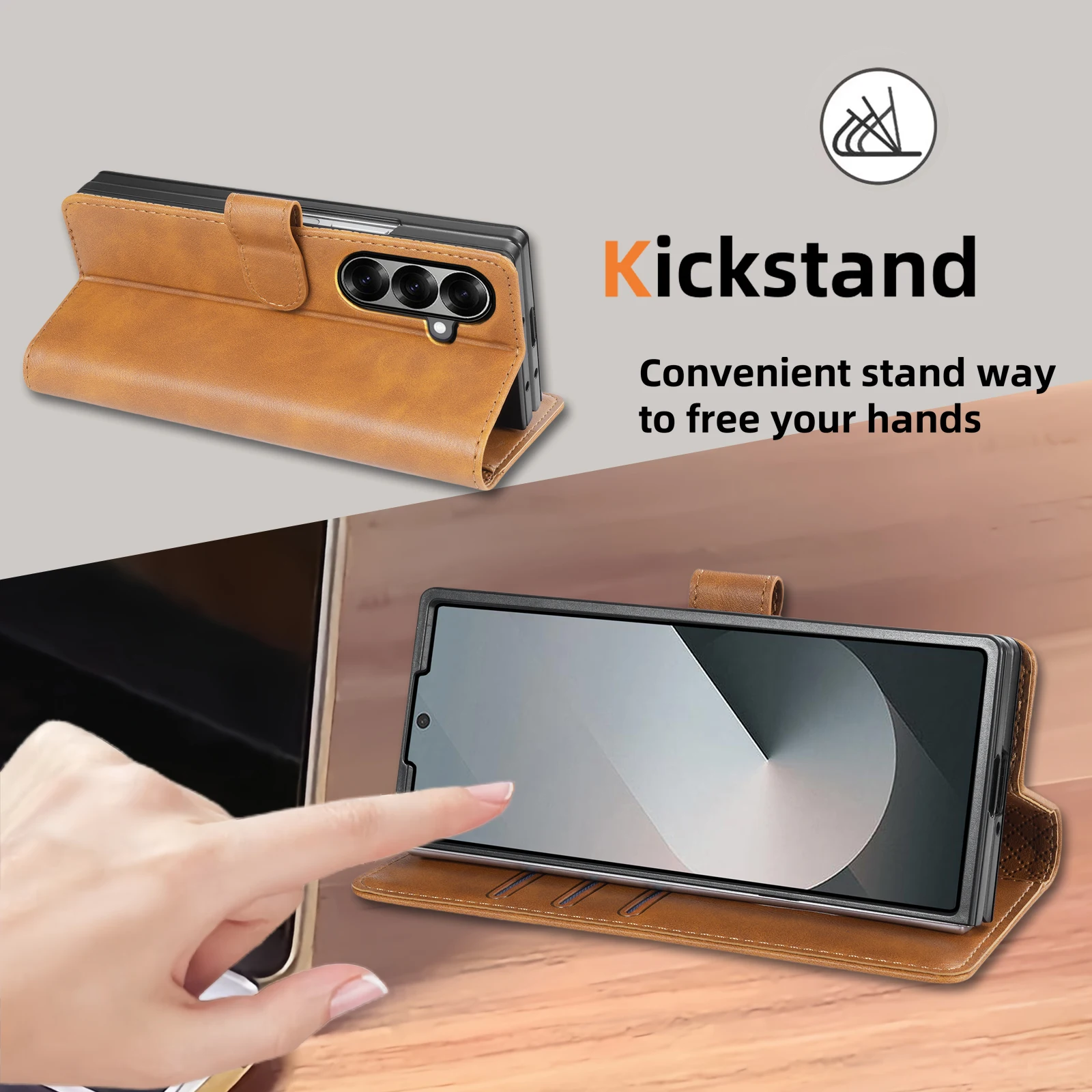 Elegant Flip Leather Wallet Case with Magnetic Closure and Card Pocket