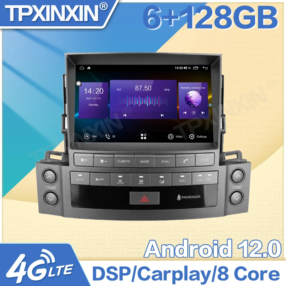 

Android 12 8'' 6-128G Carplay For Lexus LX570 2007-2015 Car radio Auto Stereo Multimedia head unit GPS Navigation 1280*720