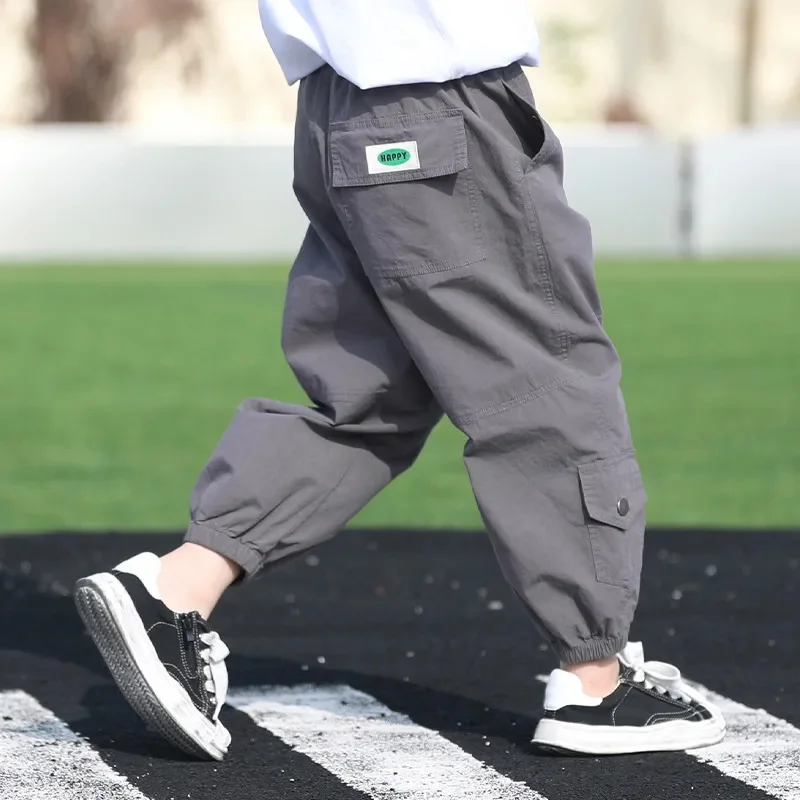 

2023 New Teens Children Nine-point Pants Loose Soft Thin Fashion Trendy Autumn 4-14Years Kids Casual Trousers for Boys Girls