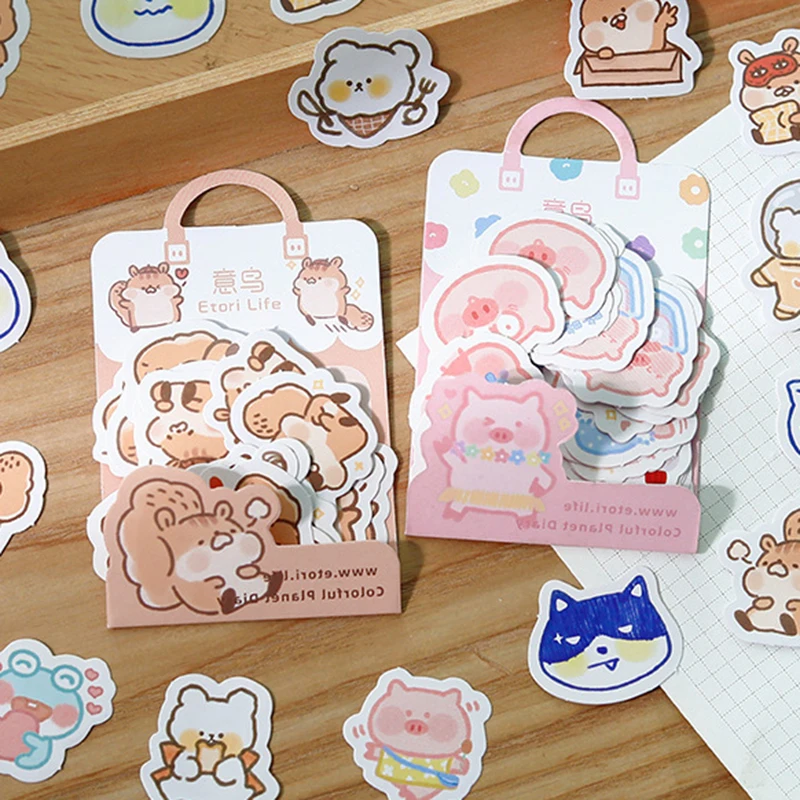 

40 Pcs Cute Cartoon Animal Sticker 6 Styles Cat Stationery Sticker Exquisite Hand Account Album Diary DIY Decoration Decal