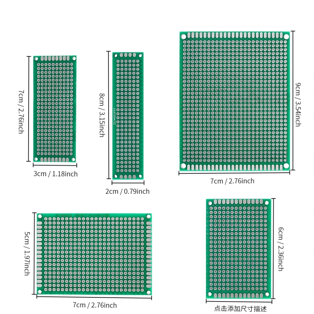 4-40pcs PCB Boards Prototype Set 2x8/3x7/4x6/5x7/7x9cm Double Sided Circuit For DIY Soldering Project