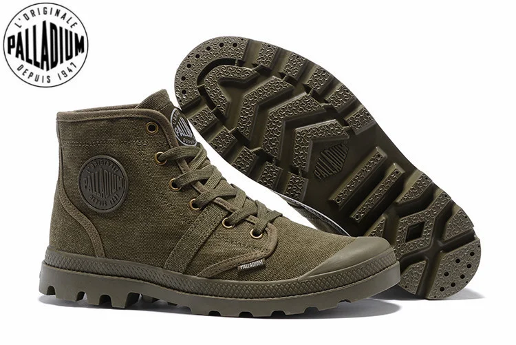 

PALLADIUM Pampa Hi 52352 Army Green Sneakers Comfortable High Quality Ankle Boots Lace Up Canvas Men Casual Shoes Size 39-45
