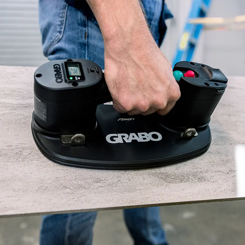 Grabo Pro-전기 타일 진공 흡입 컵, 콘크리트 슬래브 화강암 포장 재료 용, 자동 오프 펌프가 있는 타일링 설치 도구