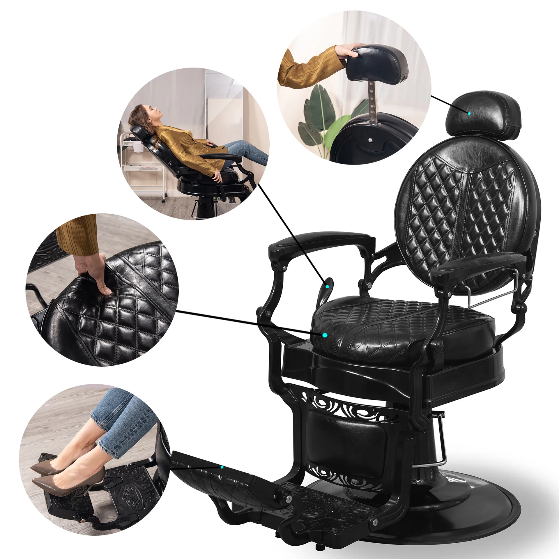 Barber chair, hydraulic hairdressing, shaving, beauty, salon spa