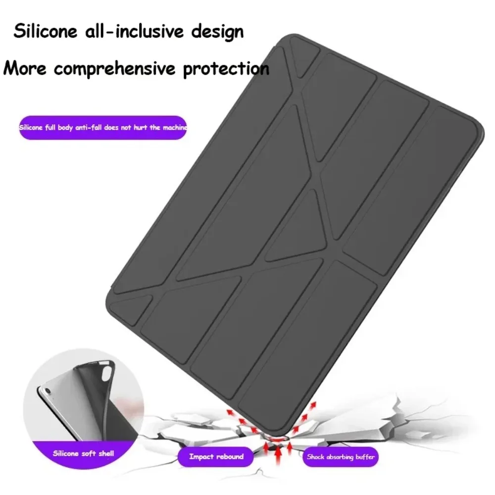 Magnetic Y-Fold Stand Tablet Case - Premium TPU Leather Silicone Cover, 8.7 Inch