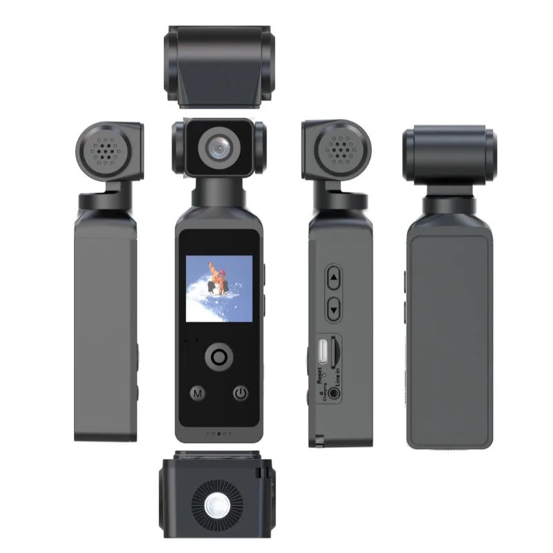 5K Action Camera with Anti-Shake - 270° Rotatable Lens, 1.33" Screen, WiFi, External Mic for Vlog/Outdoor - 6