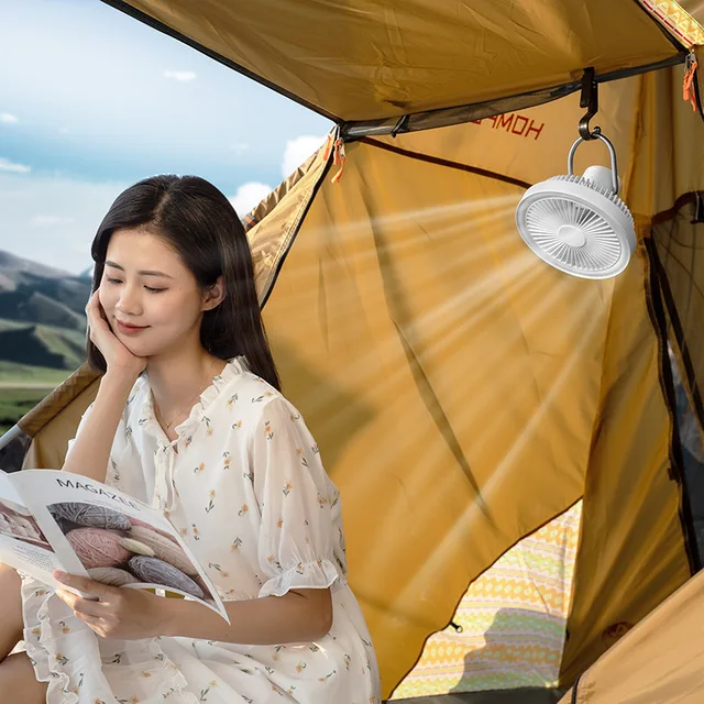 2023 Új Kültéri Vezeték Nélküli Töltés Kemping Kis Ventilátor Nagy Kapacitású Hordozható Kettős Felhasználású Usb Éjszakai Fény Mennyezeti - Image 3