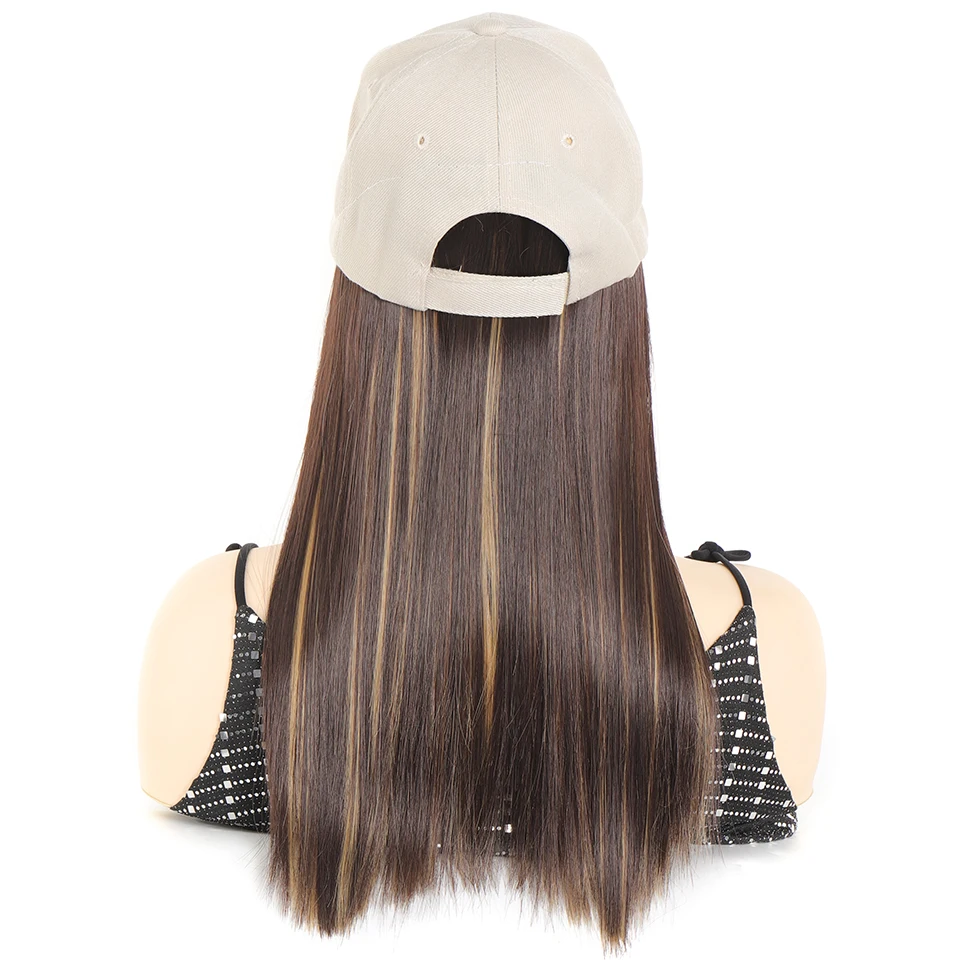 LUPU Synthetic Long Straight Hair Beige Baseball Wigs Cap With Hair Connect Baseball Cap Naturally Connect Adjustable For Women