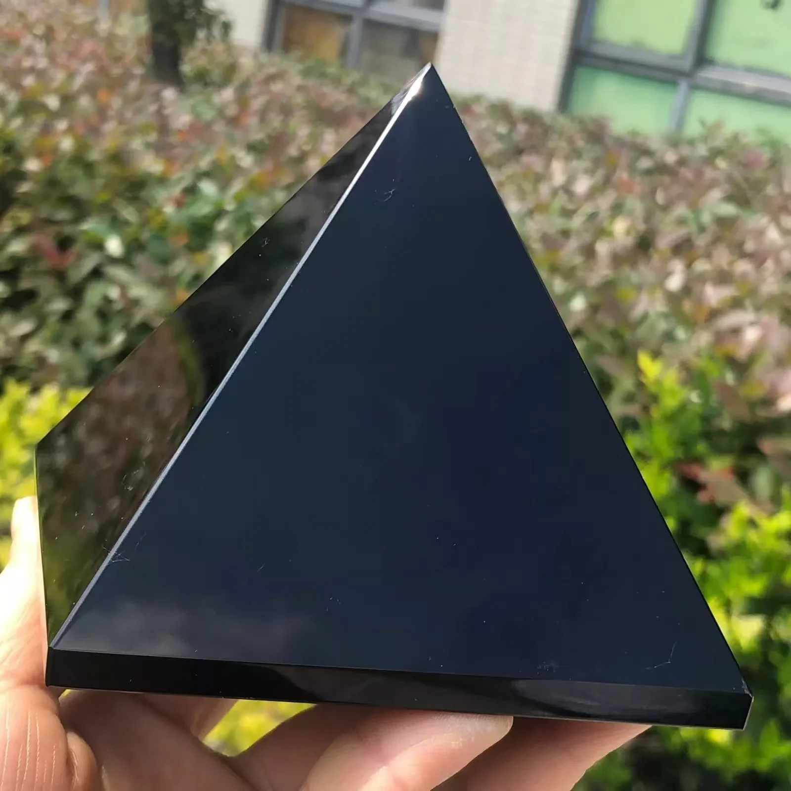 Natural Obsidian Pyramid Reiki Energy Stone Decorative Tabletop Decoration Living Room Mineral Triangle Black Crystal Dots 5