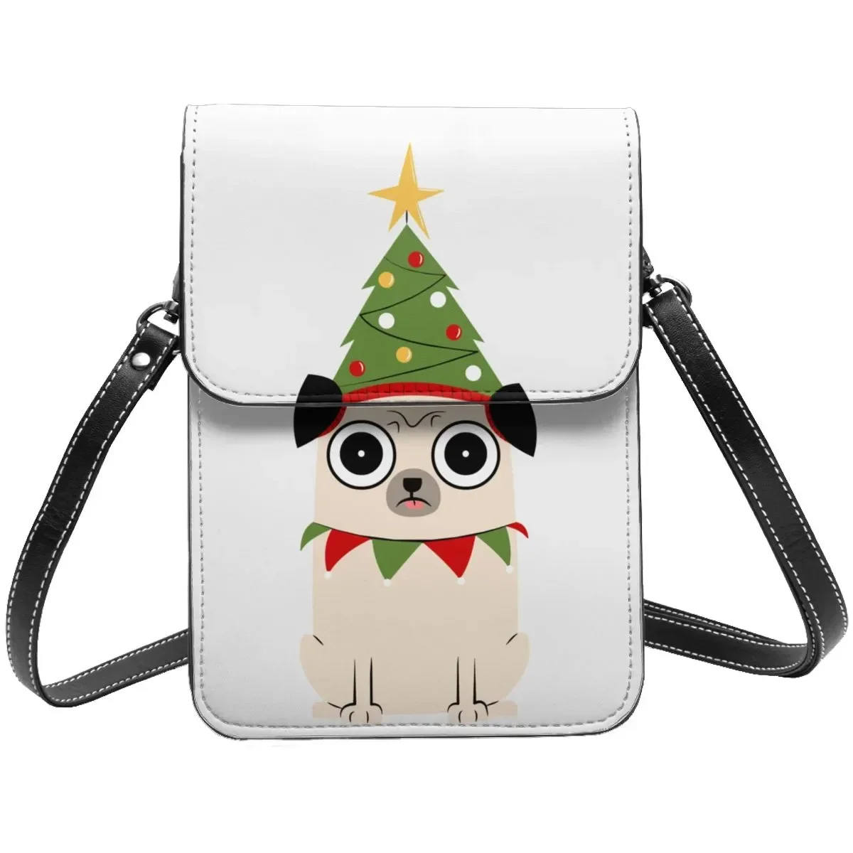 

It's Christmas Shoulder Bag for Pug's Sake Streetwear Student Mobile Phone Bag Bulk Reusable Leather Bags