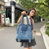 Denim Schoolbag Casual Handbag Adjustable Strap Women Travel Daypack Retro Rucksack for Work Travel 1