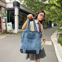 Denim Schoolbag Casual Handbag Adjustable Strap Women Travel Daypack Retro Rucksack for Work Travel 1