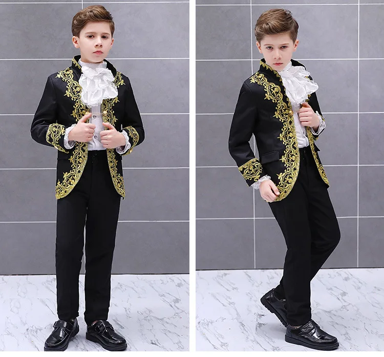 Kids Cosplay Costume Medieval Prince Costume Kids Medieval Prince Costume Child Boys King Cosplay Fancy Dress Tuxedo Suit Carnival Cosplay Costume Birthday Gift For Kids