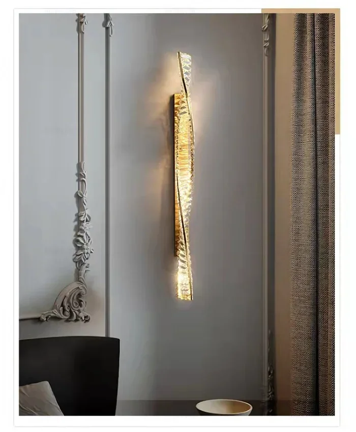 Description Picture 6 of itemNordic Luxury Crystal Wall Lamp Gold Creative Spiral Crystal Wall Lights for Bedroom Bedside Room Decor Indoor Lighting Fixtures