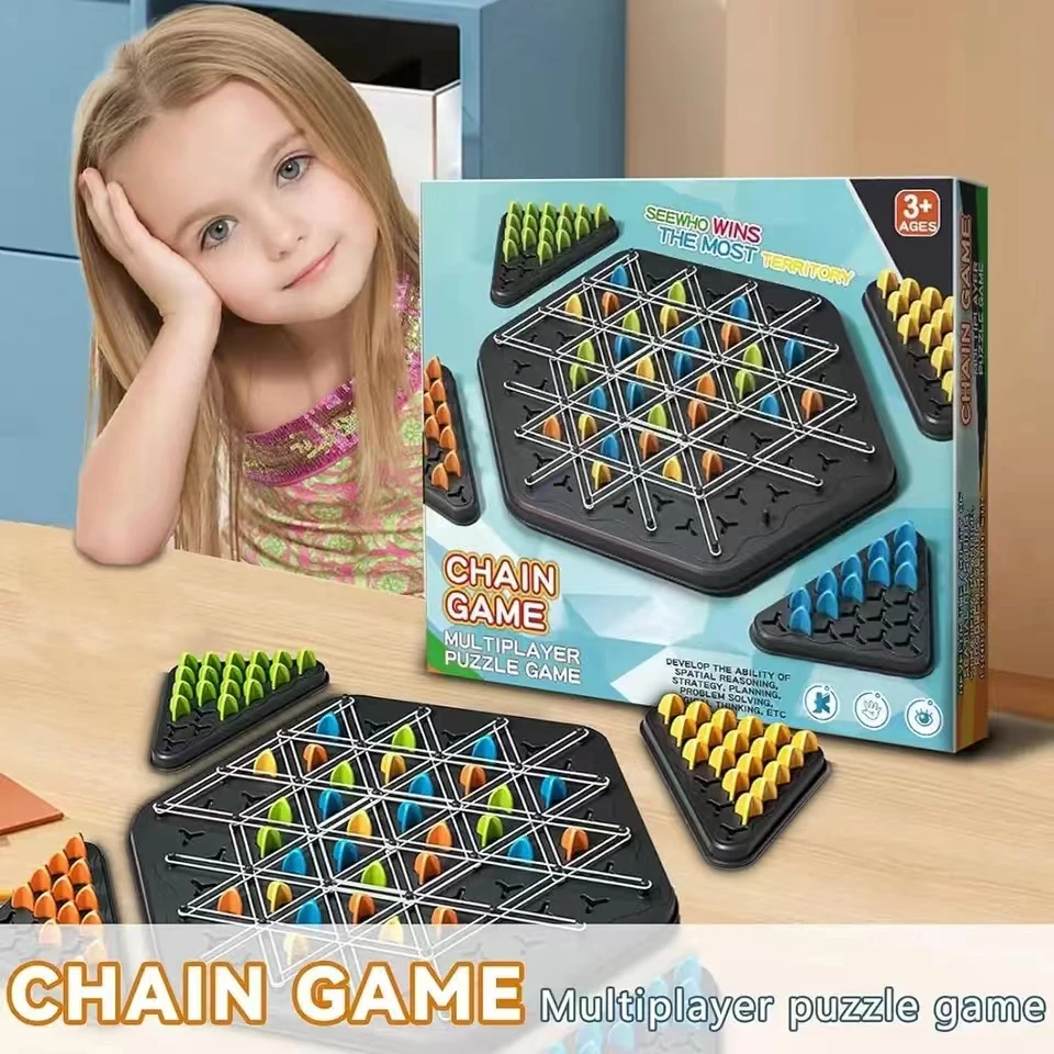 Geometry Chain Triangle Chess Game Triggle Rubber Band Game Family Interaction Exercise Thinking Fun Strategy Family Board Game