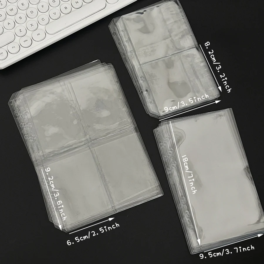 Sharkbang 5pcs A5/A6/M5 PVC 바인더 리필 가방 PVC 티켓 스티커 보관 가방 6 홀 저널 투명 주최자