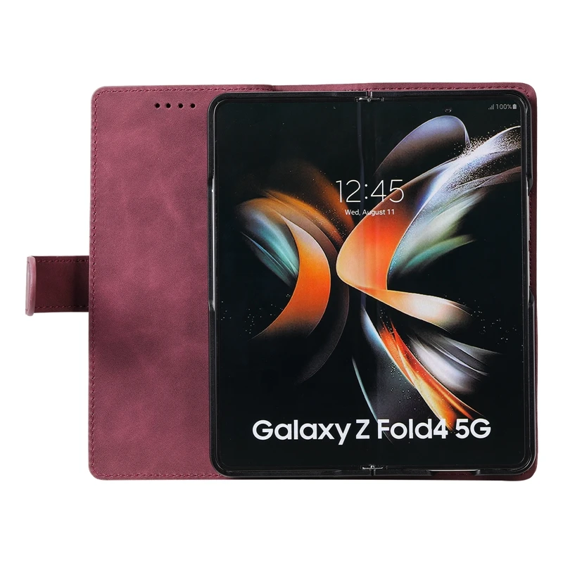 Double Layer Multi-function Zipper Wallet Case for Samsung Galaxy Z Fold 4 PU Leather Phone Bag for SM-F936B SM-F936U SM-F936N