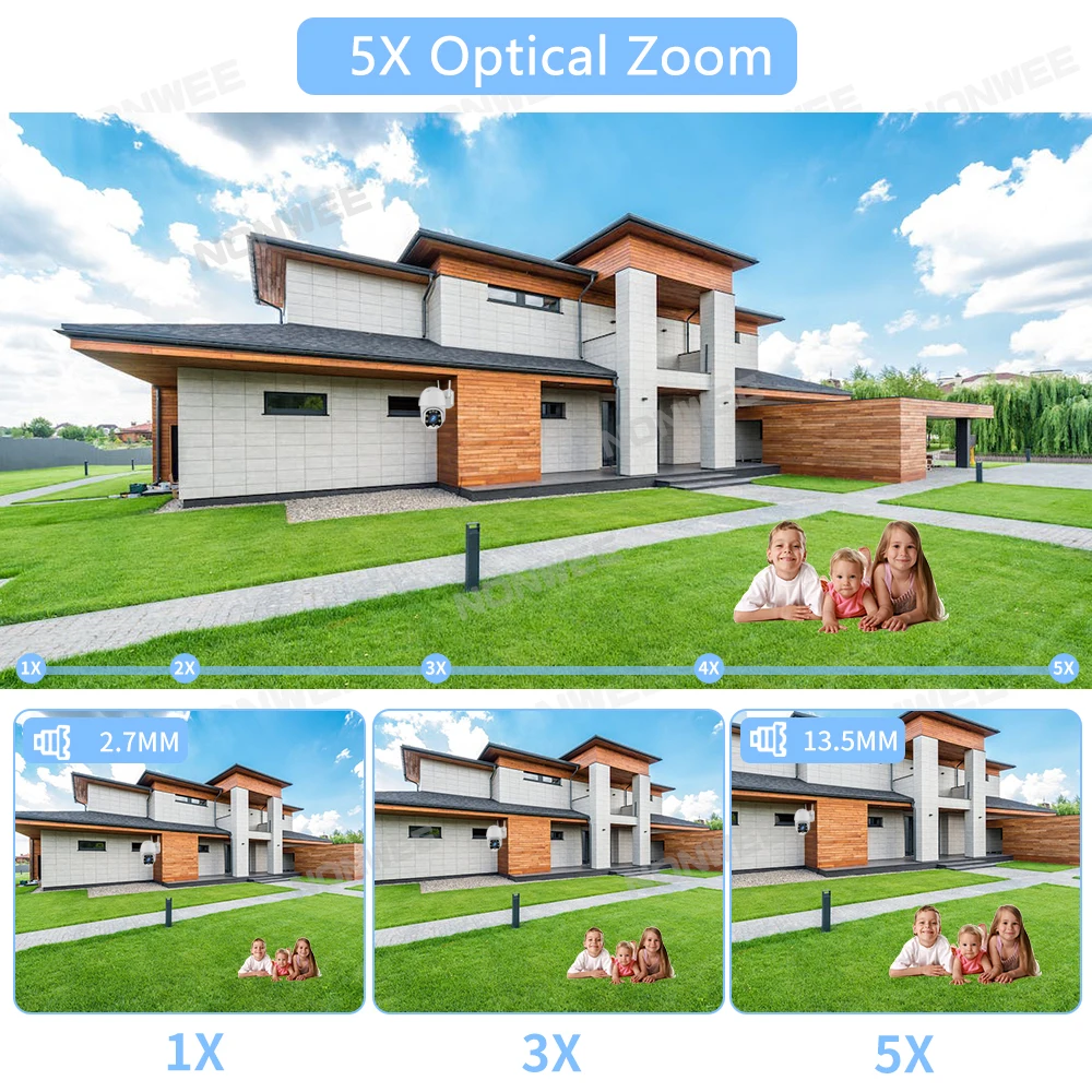 5MP PTZ Wireless Surveillance Camera Outdoor IP Wifi Security Protection CCTV Cameras Auto Tracking Night Vision 5x Optical Zoom