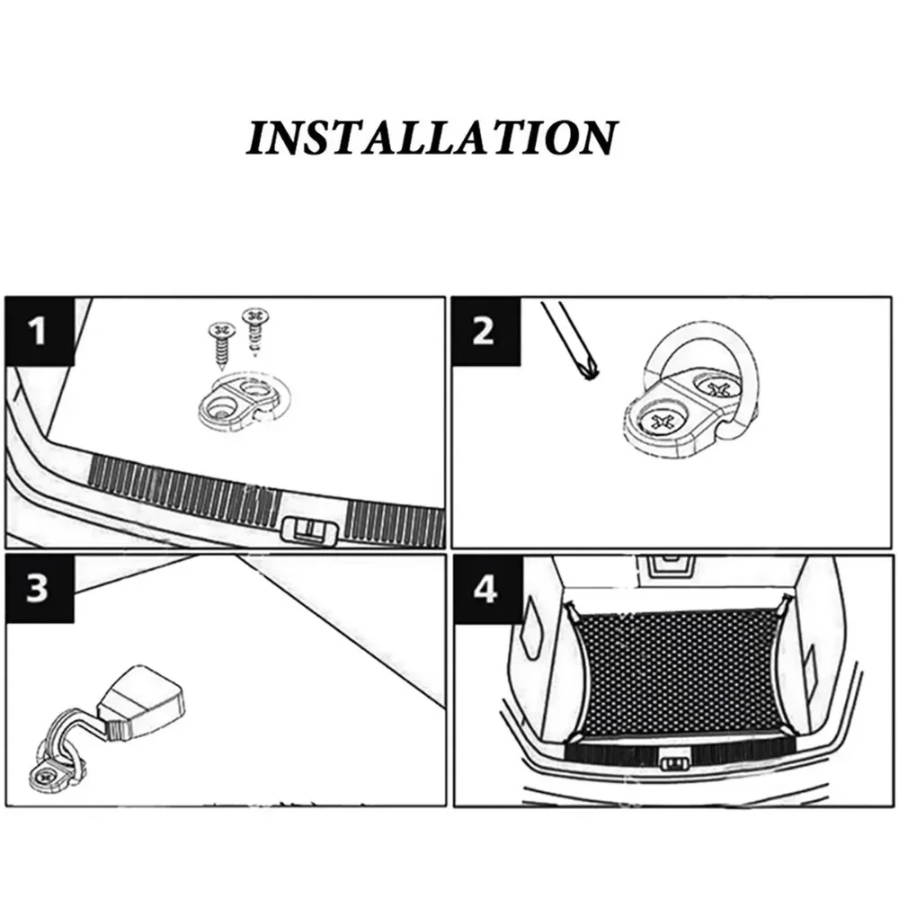 4-Pack Car Trunk Cargo Net Hooks 4