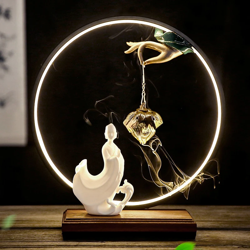 

Hanging incense burner handmade electronic ceramic purple sand new aromatherapy charm LED night light ramadan incense burner set