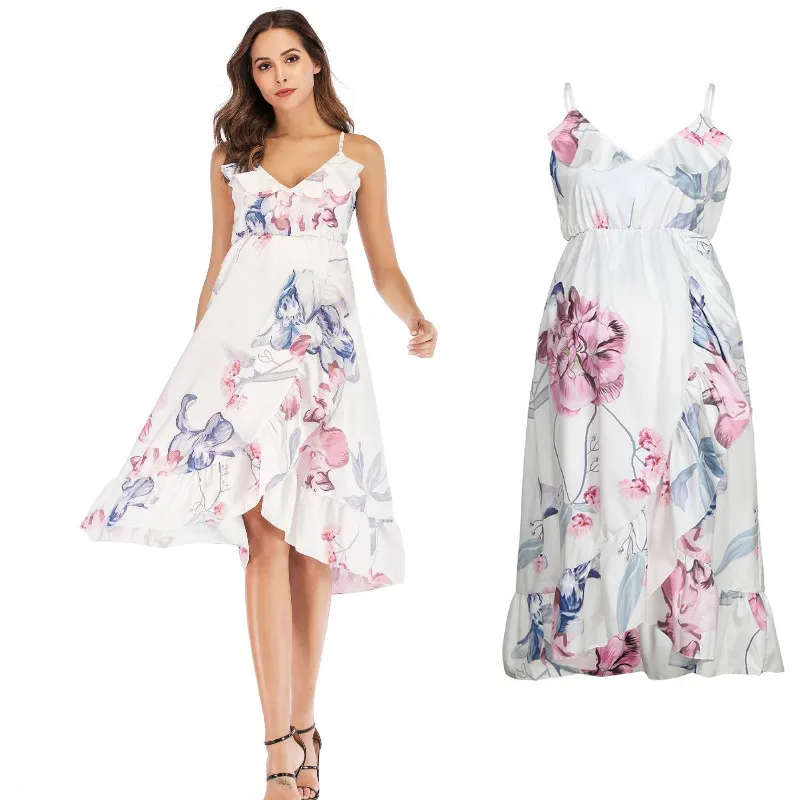 

Summer Women Maternity Dresses Pregnant Clothes Plus Size Pregnancy Floral Backless Beach