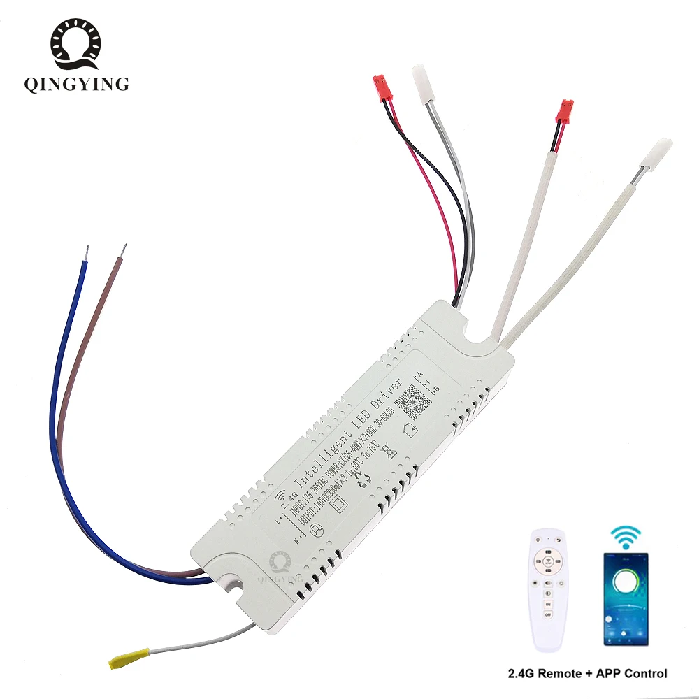 25-40Wx2 + RGB 30-60LED 2.4G Remote+APP Intelligent LED Driver Lighting Transformer For Dual Color Flexible Strip RGB Chandelier tunable white two color temperature cct dotless dc24v cob 10mm 608leds bicolor dual color flexible cob led strip