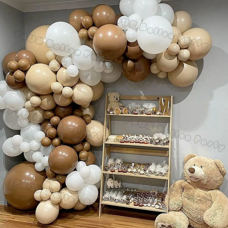 Ballon Géant Mylar Ourson Beige Avec Nœud Doré - 84 X 75 Cm XXL - Pour Baby Shower, Anniversaire Et Fête D'enfant