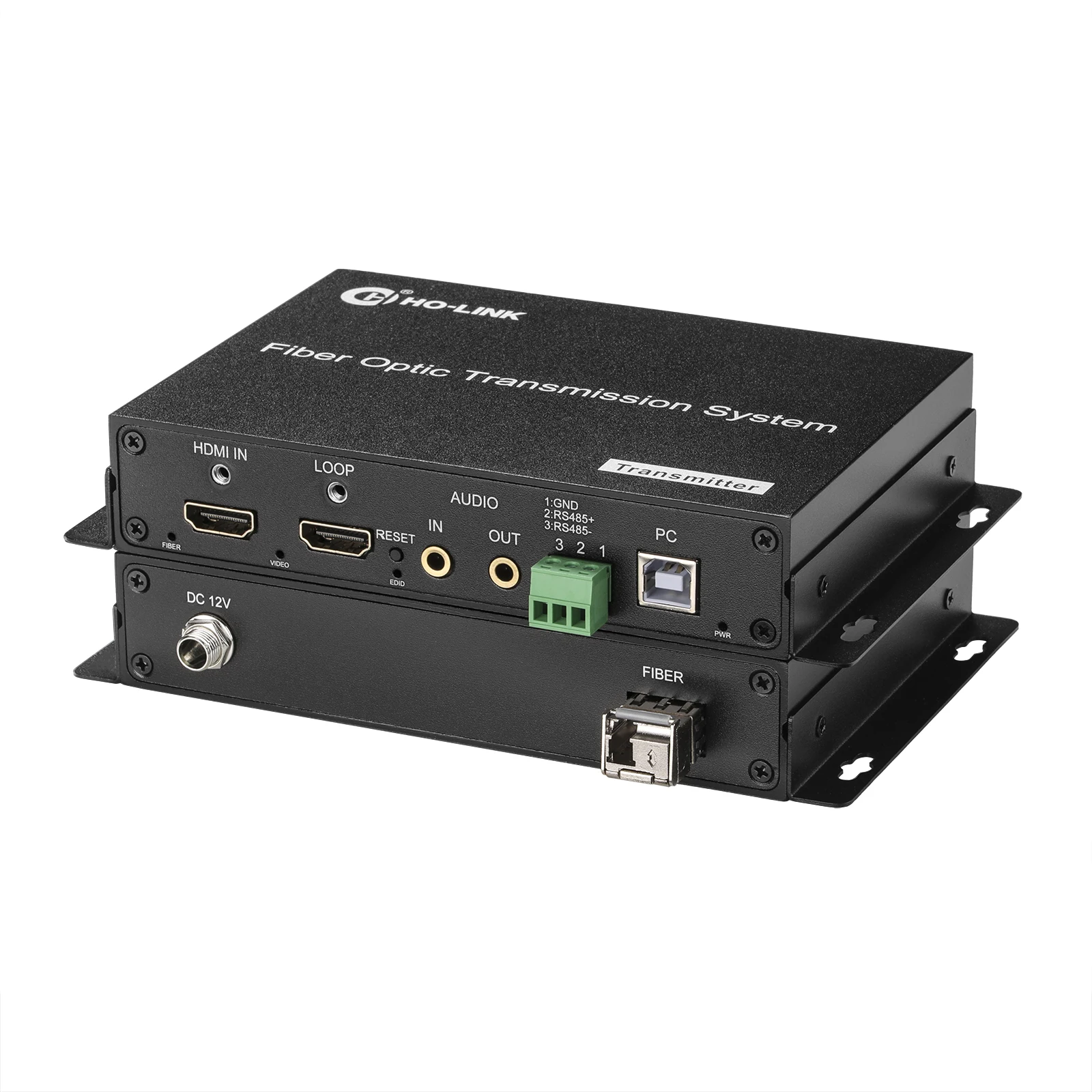 1 channel bidirectional 3.5 audio;1 channel bidirectional RS485 data;1 channel KVM 4K60Hz HDMI Fiber Optic Converter