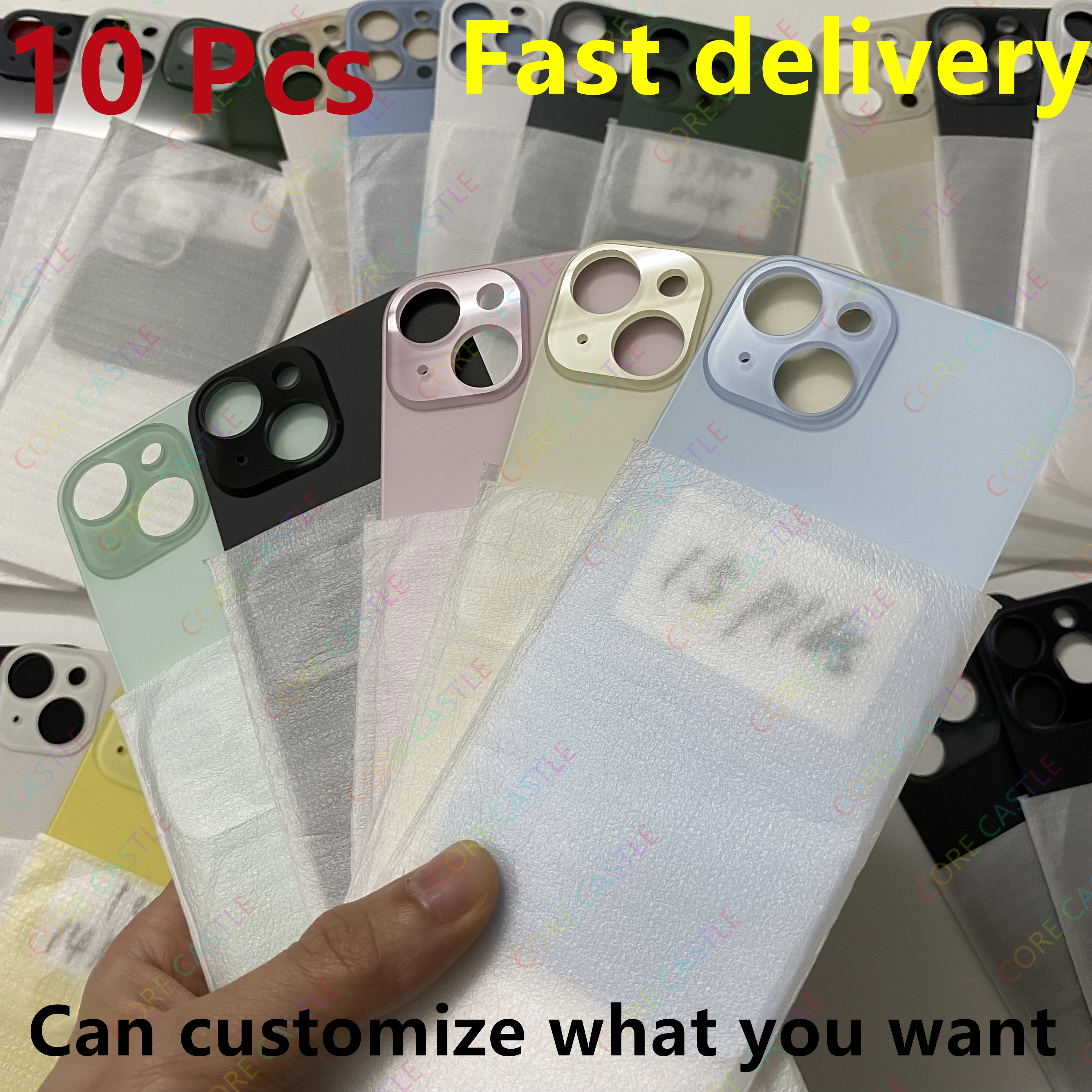 

10Pcs For iPhone 15 Plus Back Glass Panel Battery Cover Replacement Parts High quality Big Hole Camera Rear Door Housing Bezel