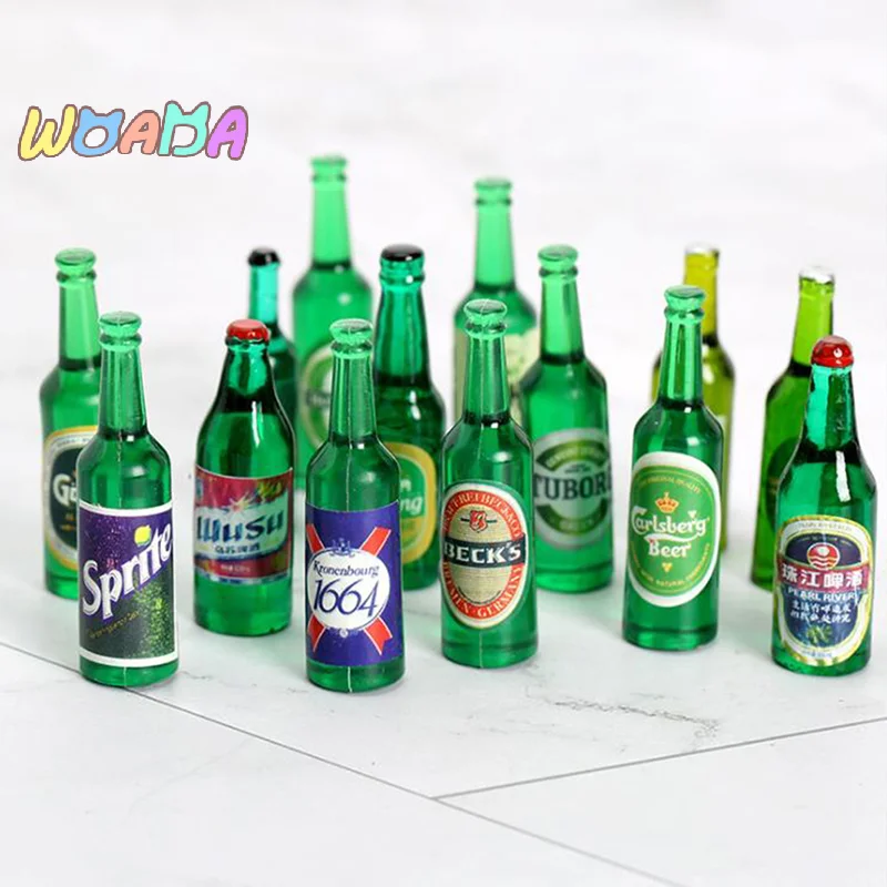 

Миниатюрная модель кукольного домика с зелеными бутылками, 10 шт., 1/12, аксессуары для кукольного домика