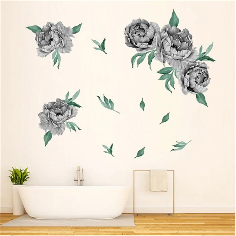 1Pcs Peony Flowers Rich Flower Group Wall Stickers For LivingRoom Sofa Self-Adhesive Painting Home Decoration Wall Decal 30*90CM