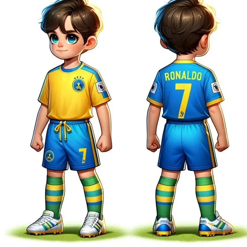 2024 어린이 축구 스웨터 소년 청소년 축구 스웨터, 성인 축구 운동복 3 피스 세트, 메시 7 #10 # 짧은 