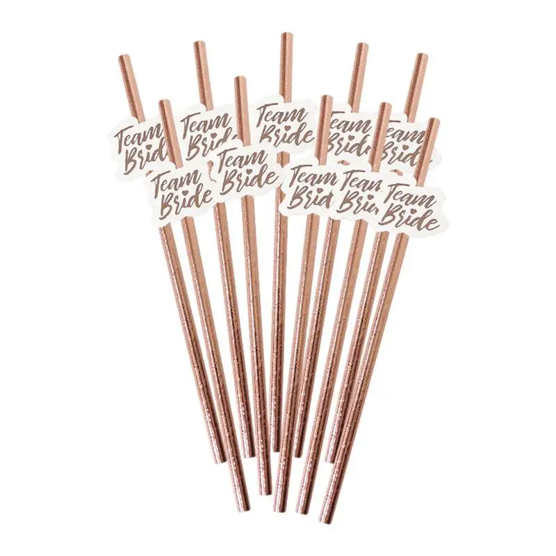 

Wedding Decorations Paper Straw Rose Gold Team Bride Party Straws Wedding Bride To Be Bachelorette Party Bridal Shower Supplies