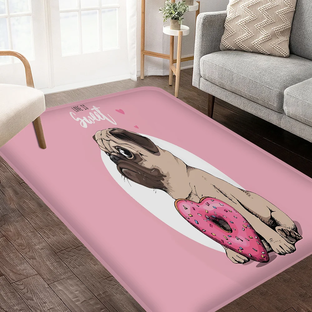 Lovely Pug Dog Hallway Carpet Washable Non-Slip Living Room Sofa Chairs Area Mat Kitchen Doormat Area Rug 5
