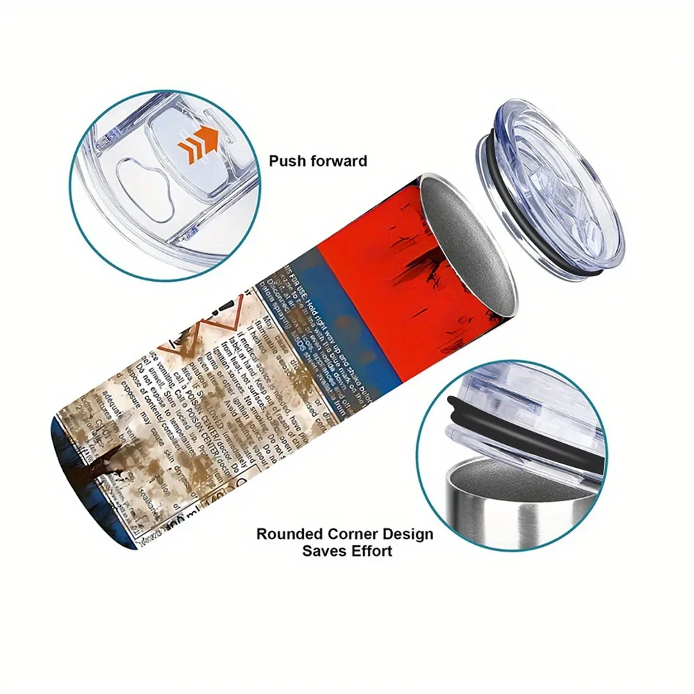 1pc 20oz Stainless Steel Thermos Cup Heat Cold Insulation Straight Water Anytime Bottle Outdoor Travel Vacuum Coffee Tea Cup