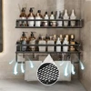 Multi functional storage rack with hook bar bathroom rack wall mounted storage rack bathroom cosmetic storage rack 4