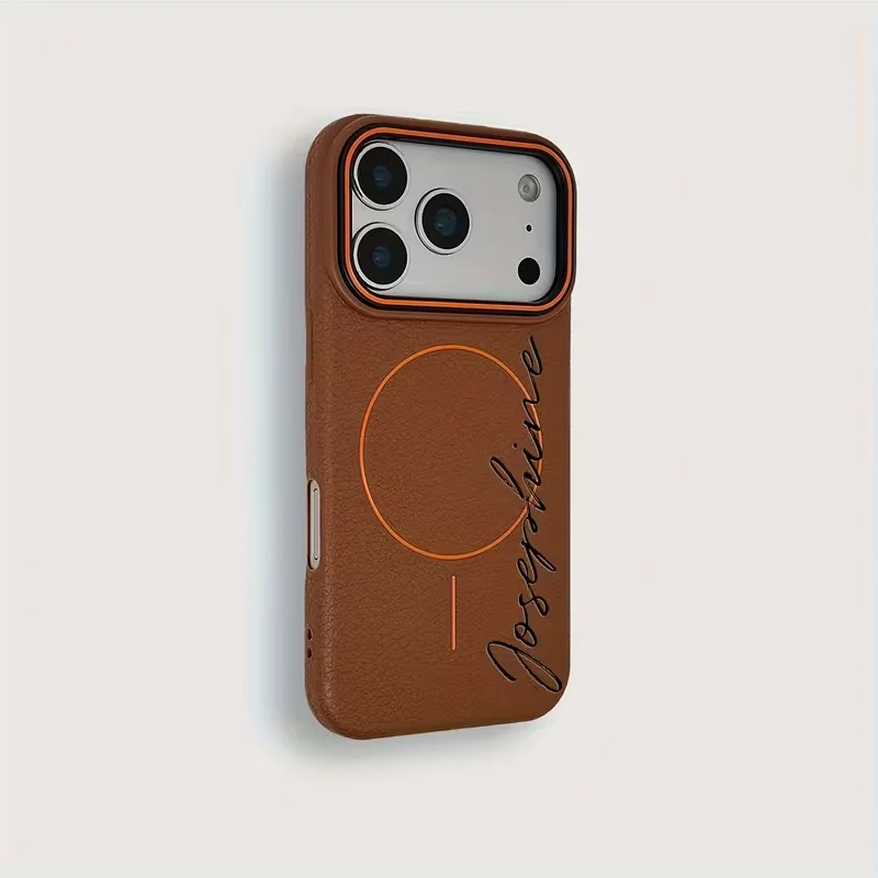 Personalized Customized Name Thin Circle Magnetic Lychee Patterned Fashion TPU thumbnail 1