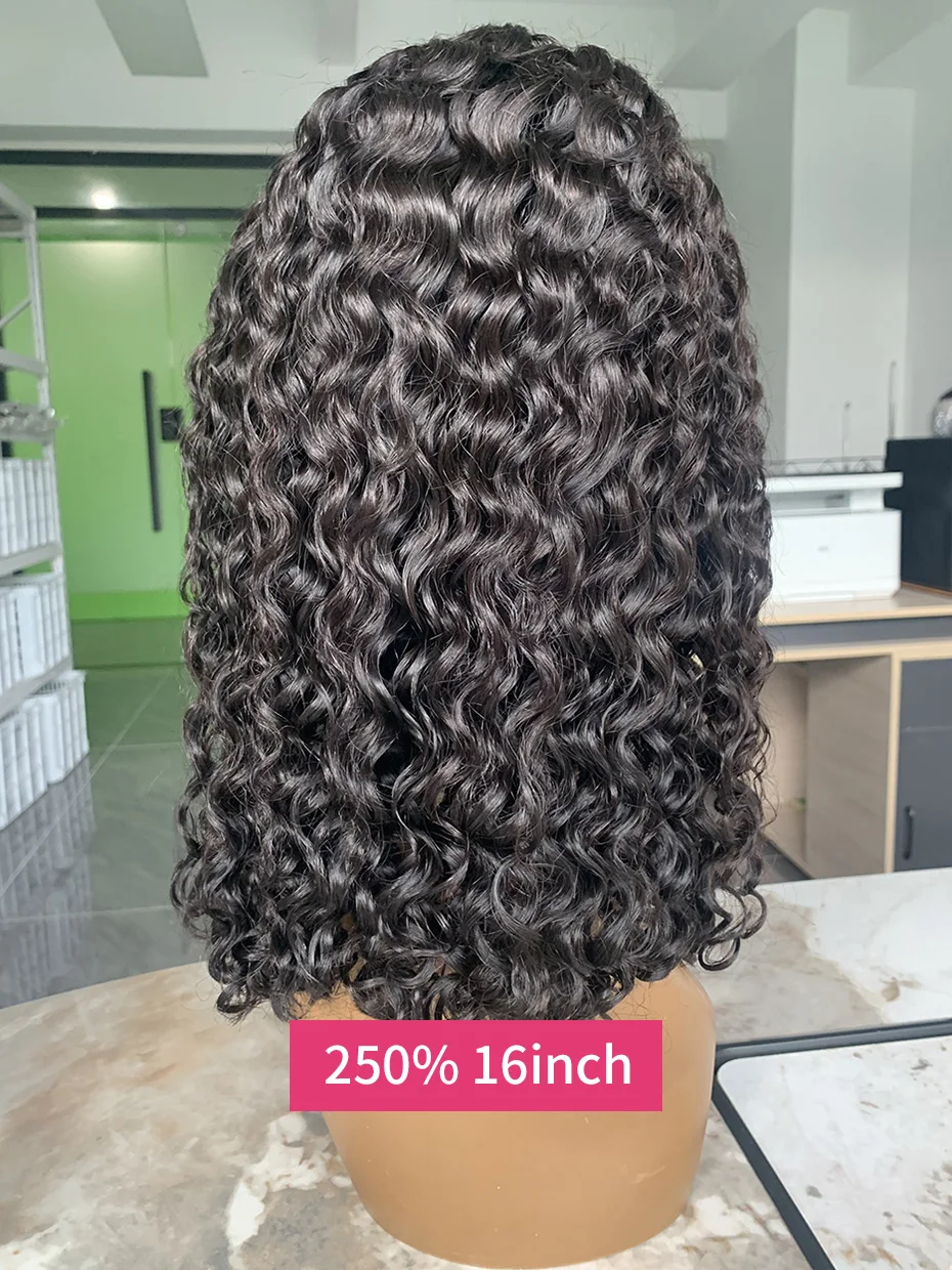 Human Hair Wig Real 250 Density 13x4 Short Bob Wet and Wavy Human Hair Wig Vietnamese Raw Double Drawn Water Wave Lace Frontal Wig