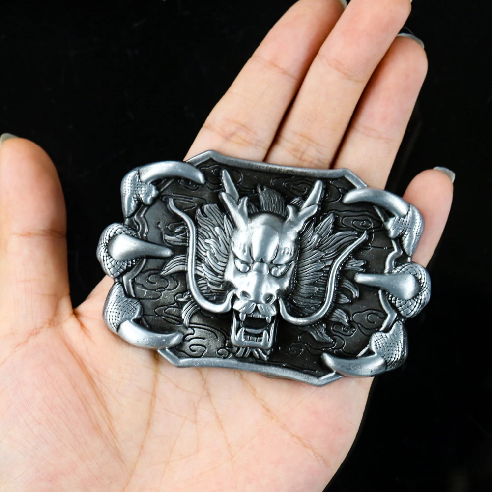Cool Metal Chinese Dragon Belt Buckle Long King Head Eagle Claw Men Leather Craft Strap Homemade Cowboy Male Jeans Accessories