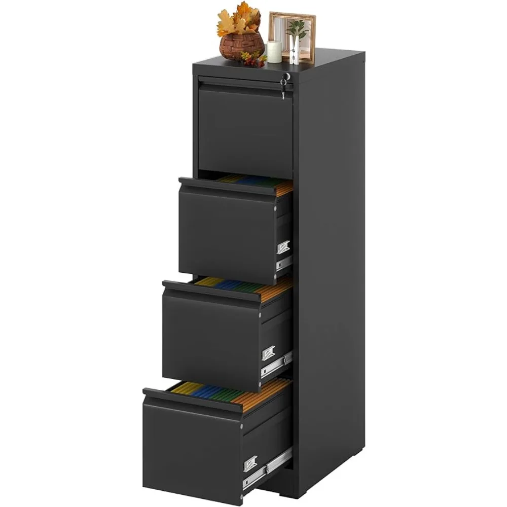 Locking File Cabinet Hanging Files for A4/ Legal/Letter Vertical File Cabinet With Drawers Black Office Furniture