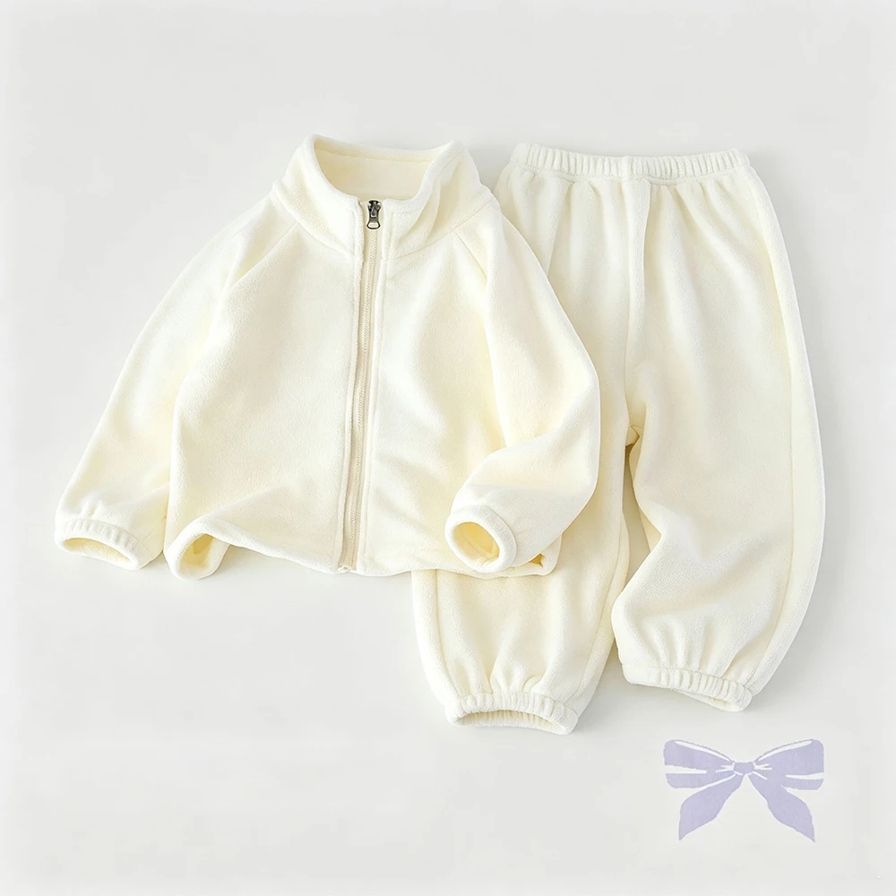 Winter Kids Fur-Lined Hoodie & Pants Tracksuit Set