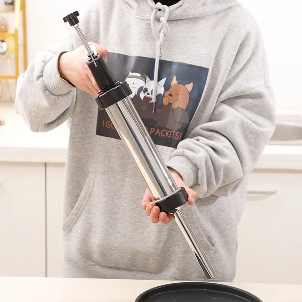 Manual Home Sausage Stuffer Filling Making Machine Stainless Steel/Plastic Sausage Filler Suction Filling 3Pcs Funnels