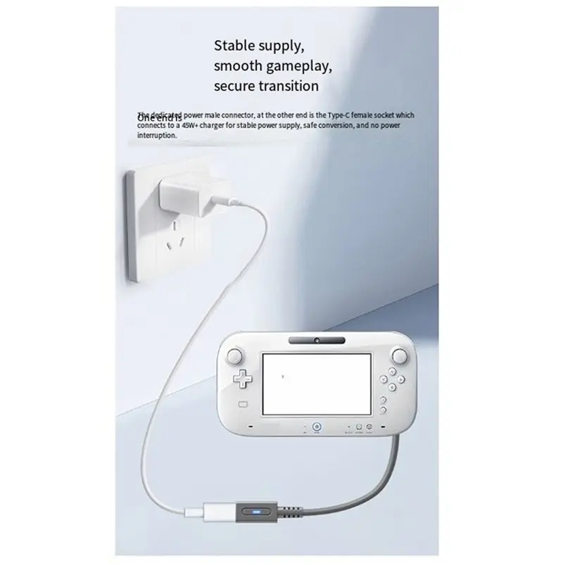 블루 LED 12Cm 짧은 타입-C 암형 Wiiu 전원 케이블(컴팩트 게임 설치용)