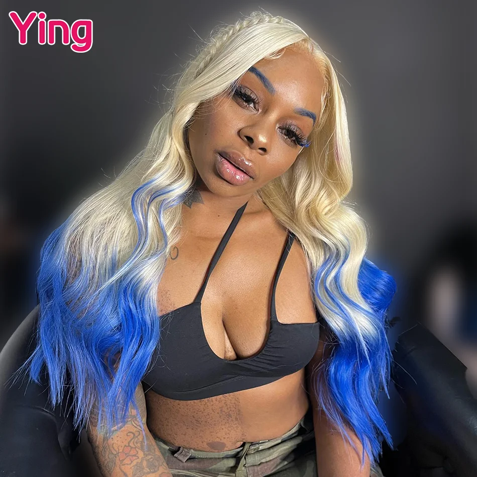 

Ying Blue Omber Colored Body Wave Peruvian Remy 13x4 Lace Frontal Wig PrePlucked #613 Blonde 13x6 Lace Front Human Hair Wigs