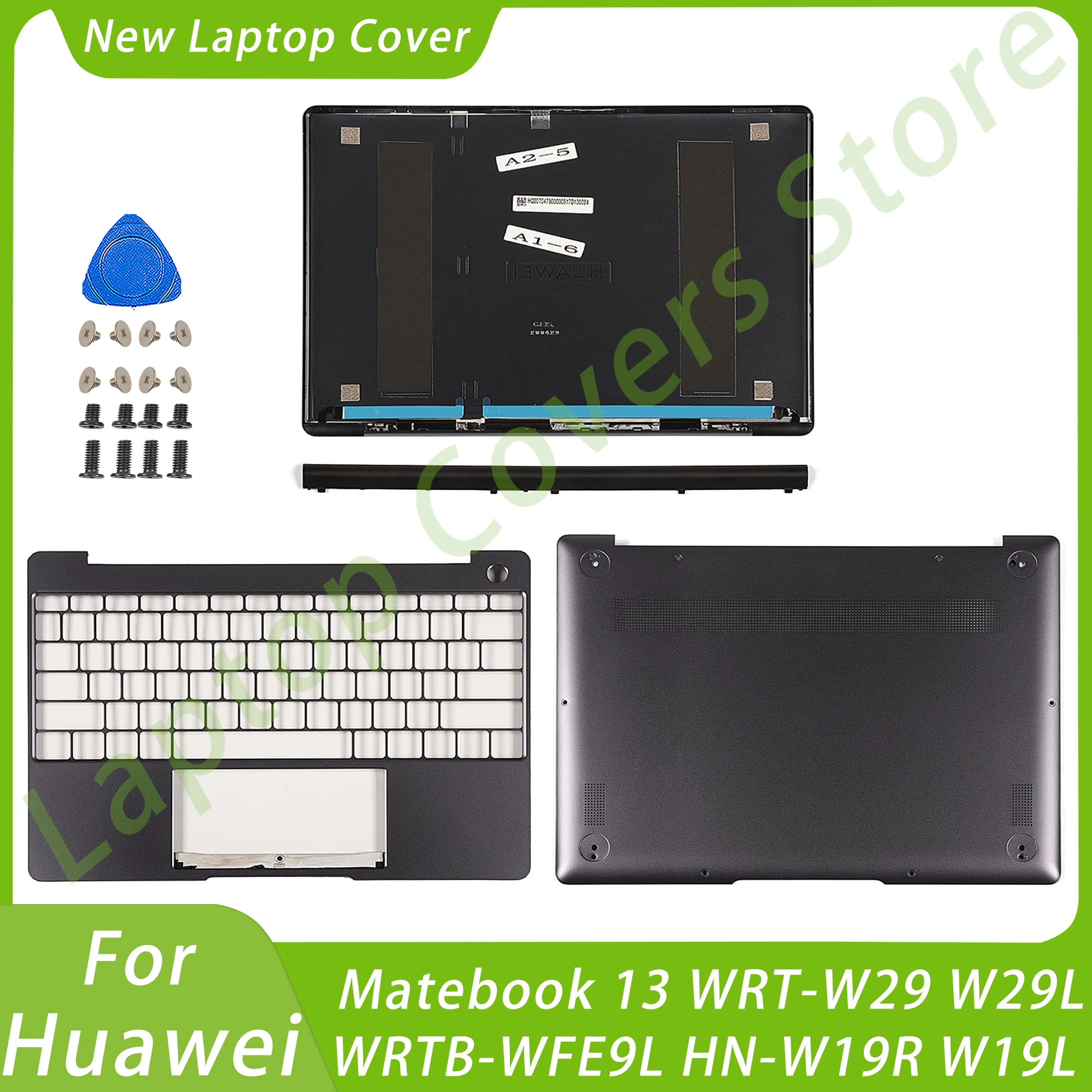 화웨이 메이트북 13 WRT-W29 W29L WRTB-WFE9L HN-W19R W19L 그레이 LCD 후면 커버, 팜레스트 하단 케이스, 힌지 커버 노트북 부품, 신제품 