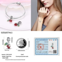 Breloques adaptées aux Bracelets Pan S925, couleur argent, fraise, cerise, myrtilles, fruits doux, bijoux originaux à bricoler soi-même, cadeaux fins d'anniversaire 4